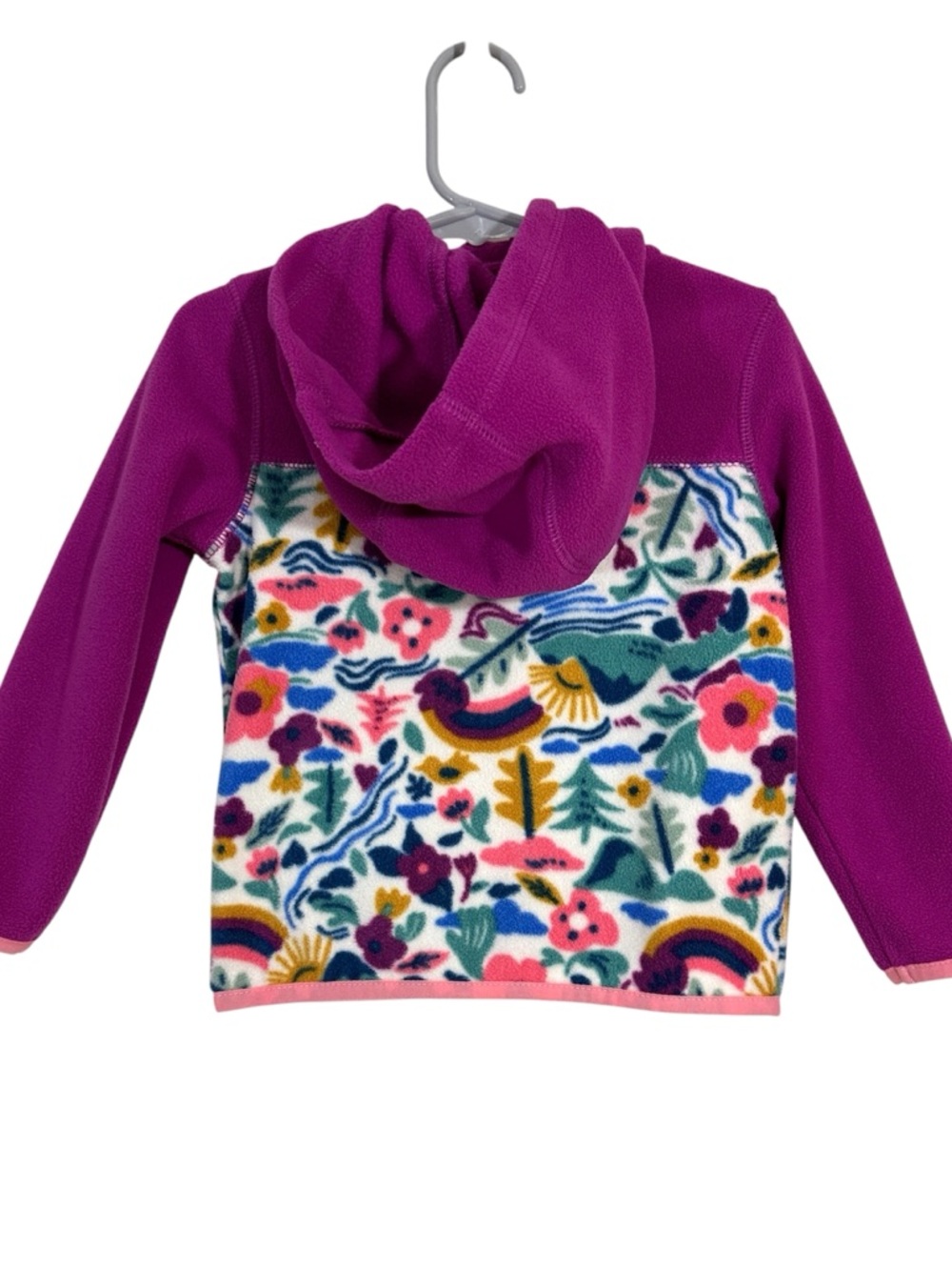 Land’s End Girl’s Floral Fleece Zip Front Hoodie - Picture 3 of 7